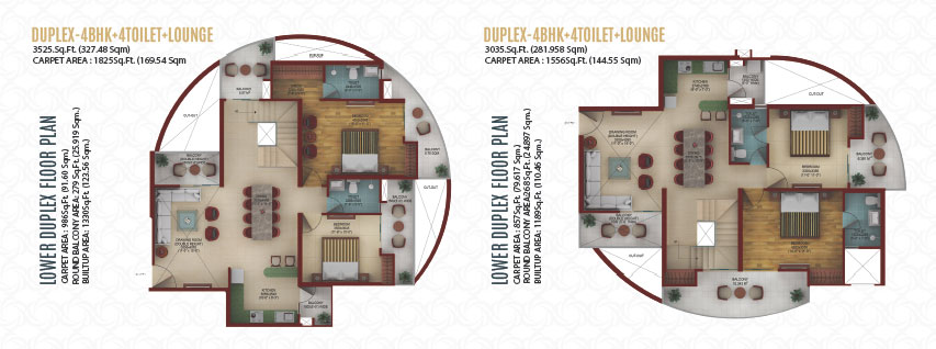 DUPLEX - 4BHK + 4 TOILET + LOUNGE